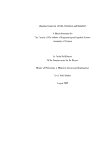 Materials Issues for VCSEL Operation and Reliability A Thesis Presented To