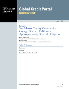 San Mateo County Community College District, California; Appropriations; General Obligation Summary: