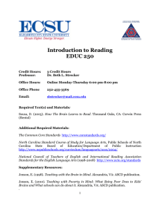 Introduction to Reading EDUC 250