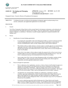 EL PASO COMMUNITY COLLEGE PROCEDURE  4.04.01.10  Developing and Managing Grants