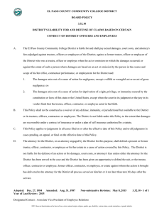 EL PASO COUNTY COMMUNITY COLLEGE DISTRICT BOARD POLICY 3.32.10