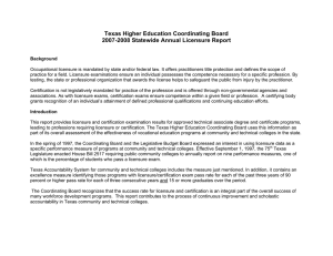 Texas Higher Education Coordinating Board 2007-2008 Statewide Annual Licensure Report