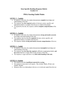 PSSA Scoring Guide Points  Item Specific Reading Response Rubric Grades 2-6