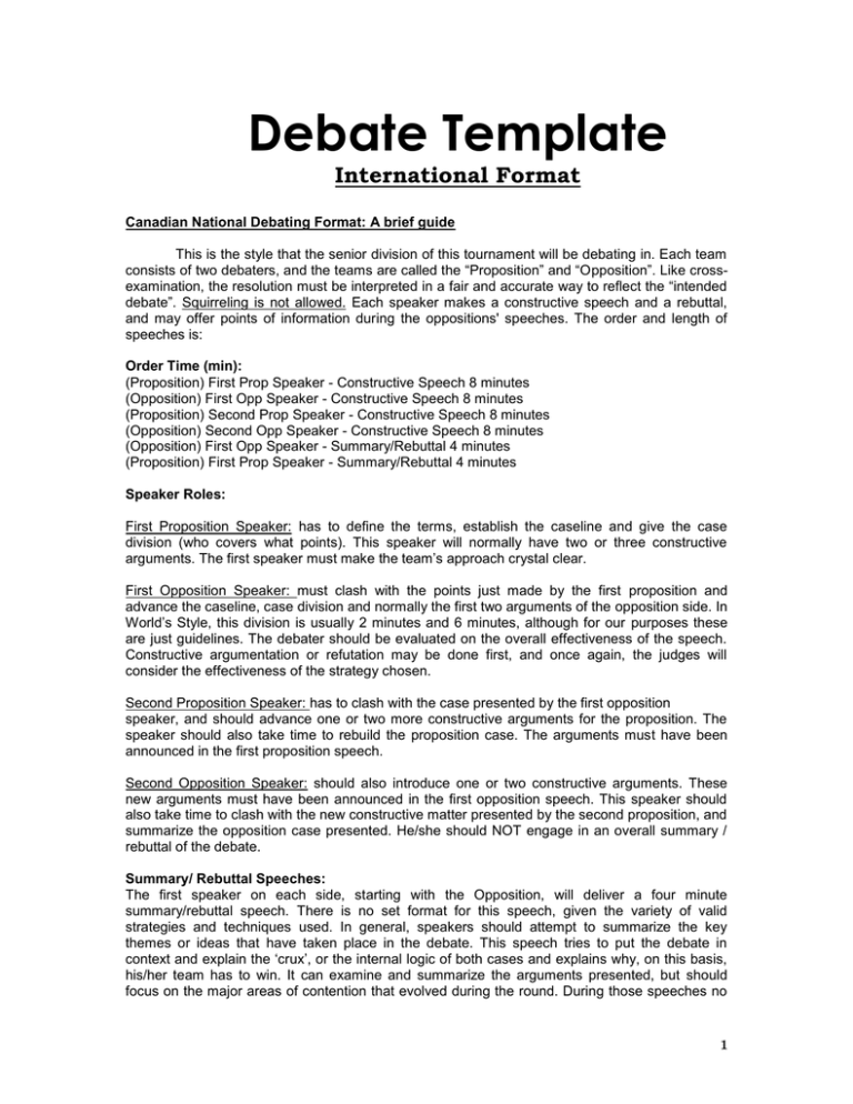 how to make debate introduction template