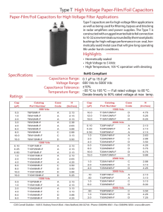 Type T High Voltage Paper-Film/Foil Capacitors