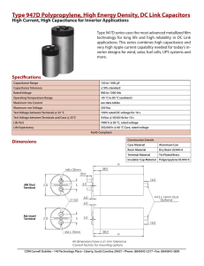 Type 947D Polypropylene, High Energy Density, DC Link Capacitors