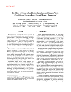 The Effect of Network Total Order, Broadcast, and Remote-Write