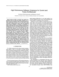 High Performance Software Coherence for Current and Future Architectures1 SCOTT^ L.