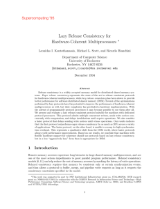 Lazy Release Consistency for Hardware-Coherent Multiprocessors Supercomputing '95