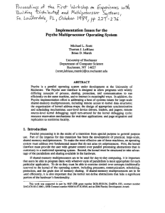 Implementation Issues for the Psyche Multiprocessor Operating System J. L.