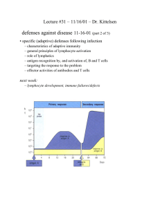 defenses against disease Lecture #31 – 11/16/01 – Dr. Kittelsen 11-16-01