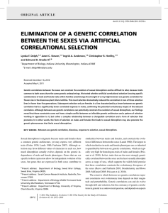 ELIMINATION OF A GENETIC CORRELATION BETWEEN THE SEXES VIA ARTIFICIAL CORRELATIONAL SELECTION