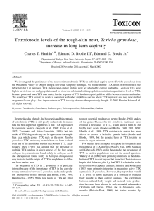 Tetrodotoxin levels of the rough-skin newt, Taricha granulosa, Charles T. Hani®n