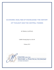 ECONOMIC ANALYSIS OF KNOWLEDGE: THE HISTORY by Samuli Leppälä