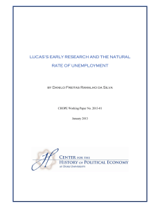 LUCAS’S EARLY RESEARCH AND THE NATURAL RATE OF UNEMPLOYMENT