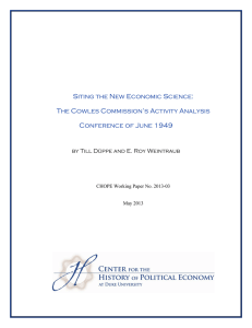 Siting the New Economic Science: The Cowles Commission’s Activity Analysis