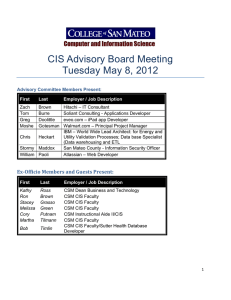 CIS Advisory Board Meeting Tuesday May 8, 2012  