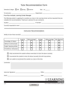 Tutor Recommendation Form