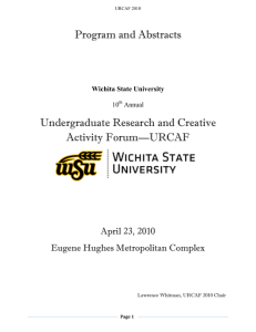 Program and Abstracts Undergraduate Research and Creative Activity Forum—URCAF