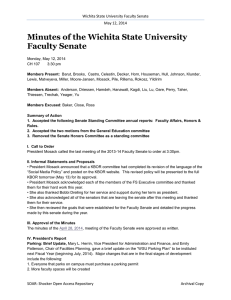 Minutes of the Wichita State University Faculty Senate May 12, 2014
