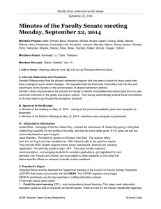 Minutes of the Faculty Senate meeting Monday, September 22, 2014