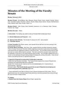 Minutes of the Meeting of the Faculty Senate February 9, 2015