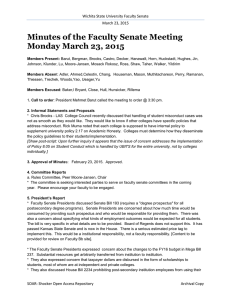 Minutes of the Faculty Senate Meeting Monday March 23, 2015