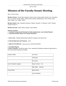 Minutes of the Faculty Senate Meeting Wichita State University Faculty Senate