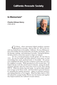 G In Memoriam* California Avocado Society Charles Gilman Henry