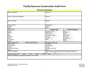 Facility Resource Conservation Audit Form General Information