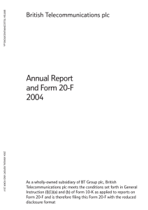 Annual Report and Form 20-F 2004 British Telecommunications plc