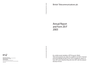 Annual Report and Form 20-F 2003 British Telecommunications plc