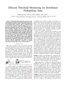 Efficient Threshold Monitoring for Distributed Probabilistic Data Mingwang Tang , Feifei Li