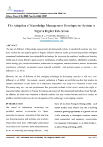 The Adoption of Knowledge Management Development System in Nigeria Higher Education