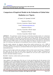 Comparison of Empirical Models in the Estimation of Global Solar