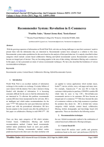 Recommender System: Revolution in E-Commerce www.ijecs.in Volume 4 Issue 10 Oct 2015
