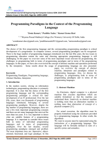 Programming Paradigms in the Context of the Programming Language