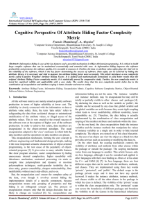 Cognitive Perspective Of Attribute Hiding Factor Complexity Metric Francis Thamburaj , A. Aloysius