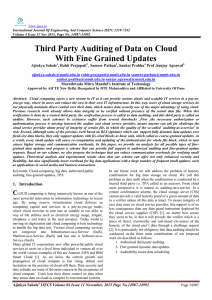 Third Party Auditing of Data on Cloud With Fine Grained Updates