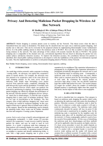 Privacy And Detecting Malicious Packet Dropping In Wireless Ad Hoc Network