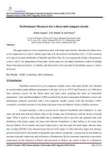 Performance Measures for a three-unit compact circuit Ashish Namdeo ,V.K. Pathak