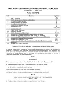 TAMIL NADU PUBLIC SERVICE COMMISSION REGULATIONS, 1954. TABLE CONTENTS