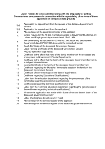 List of records to to be submitted along with the... Commission's concurrence in connection with the regularising of services of...