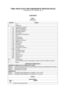 TAMIL NADU STATE AND SUBORDINATE SERVICES RULES PARTS I &amp; II CONTENTS