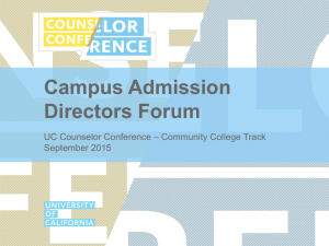 Campus Admission Directors Forum – Community College Track UC Counselor Conference