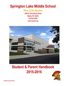 Springton Lake Middle School Student &amp; Parent Handbook  2015-2016