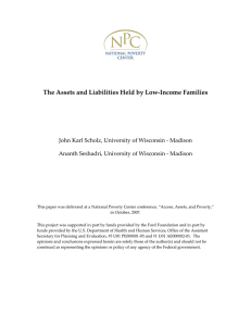 The Assets and Liabilities Held by Low‐Income Families 