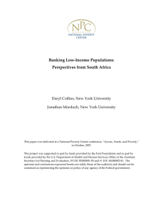 Banking Low‐Income Populations:   Perspectives from South Africa    