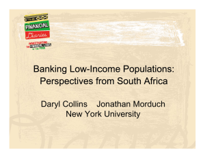 Banking Low-Income Populations: Perspectives from South Africa New York University