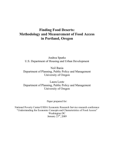 Finding Food Deserts: Methodology and Measurement of Food Access in Portland, Oregon